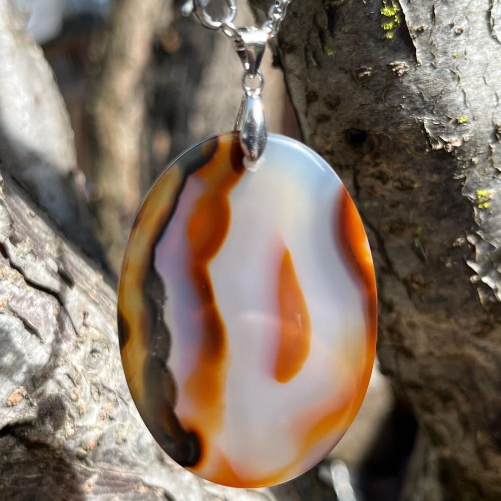 Sterling silver beautiful‎ sky scene landscape agate - Picture 6 of 7